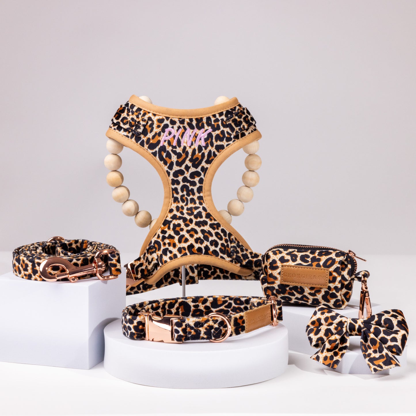 Presley Luxury Leopard Personalised Harness Set