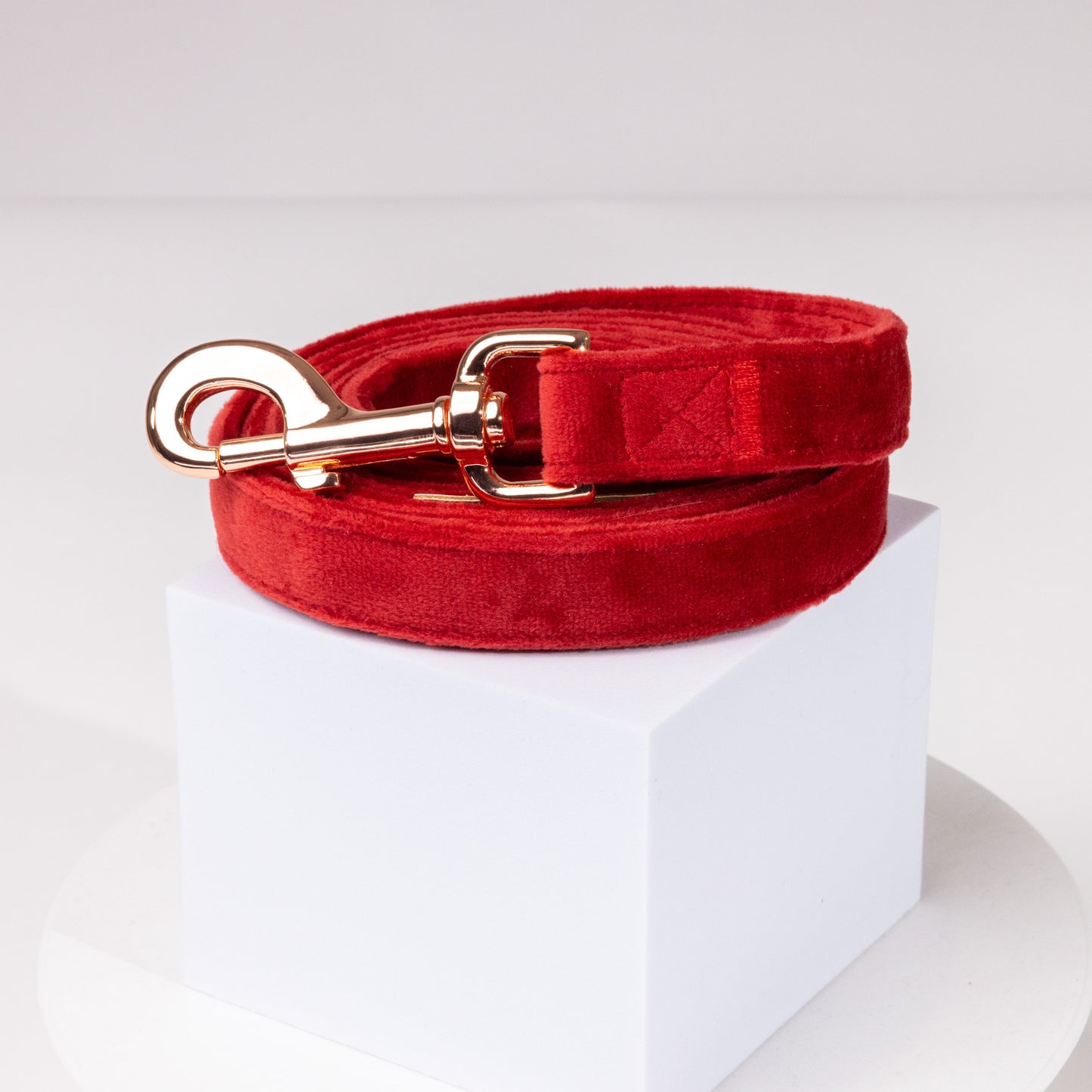 Sadie Luxury Red Velvet Personalised Harness Set with Leather Trim