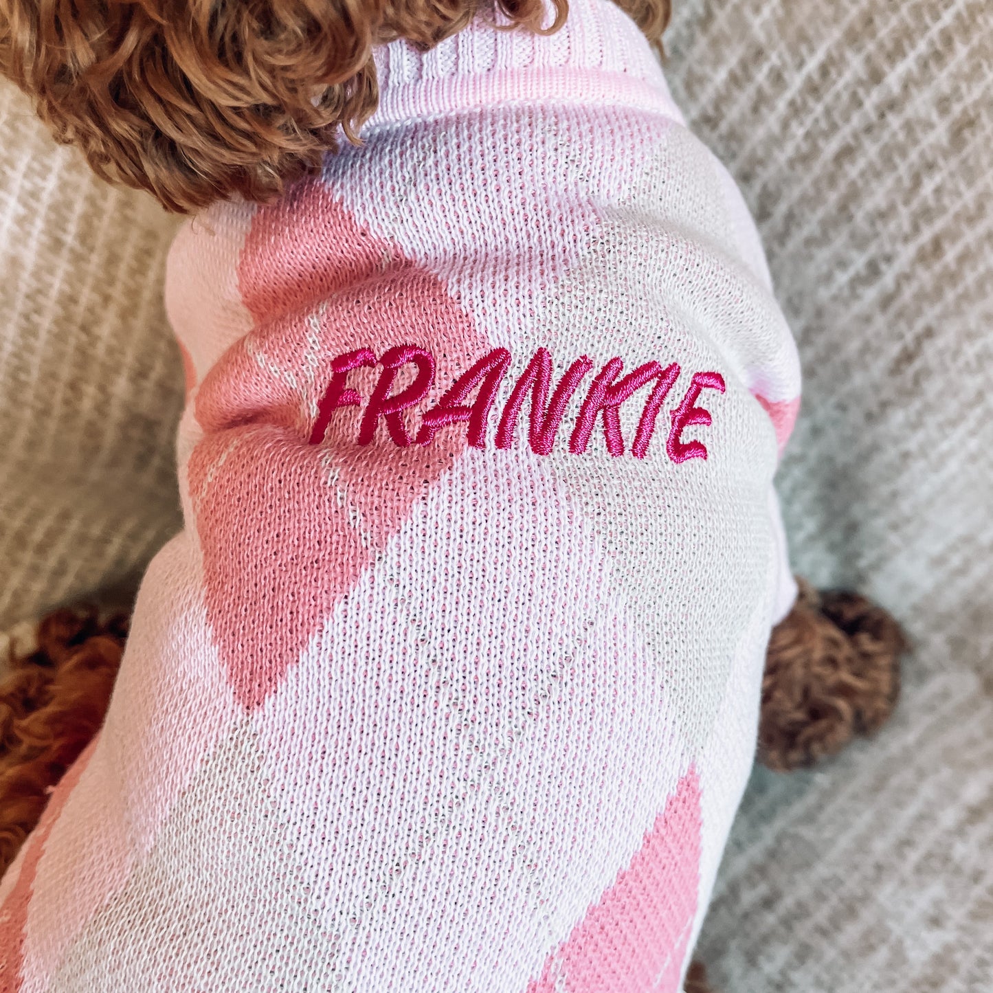 Gigi Pink Personalised Dog Cardigan