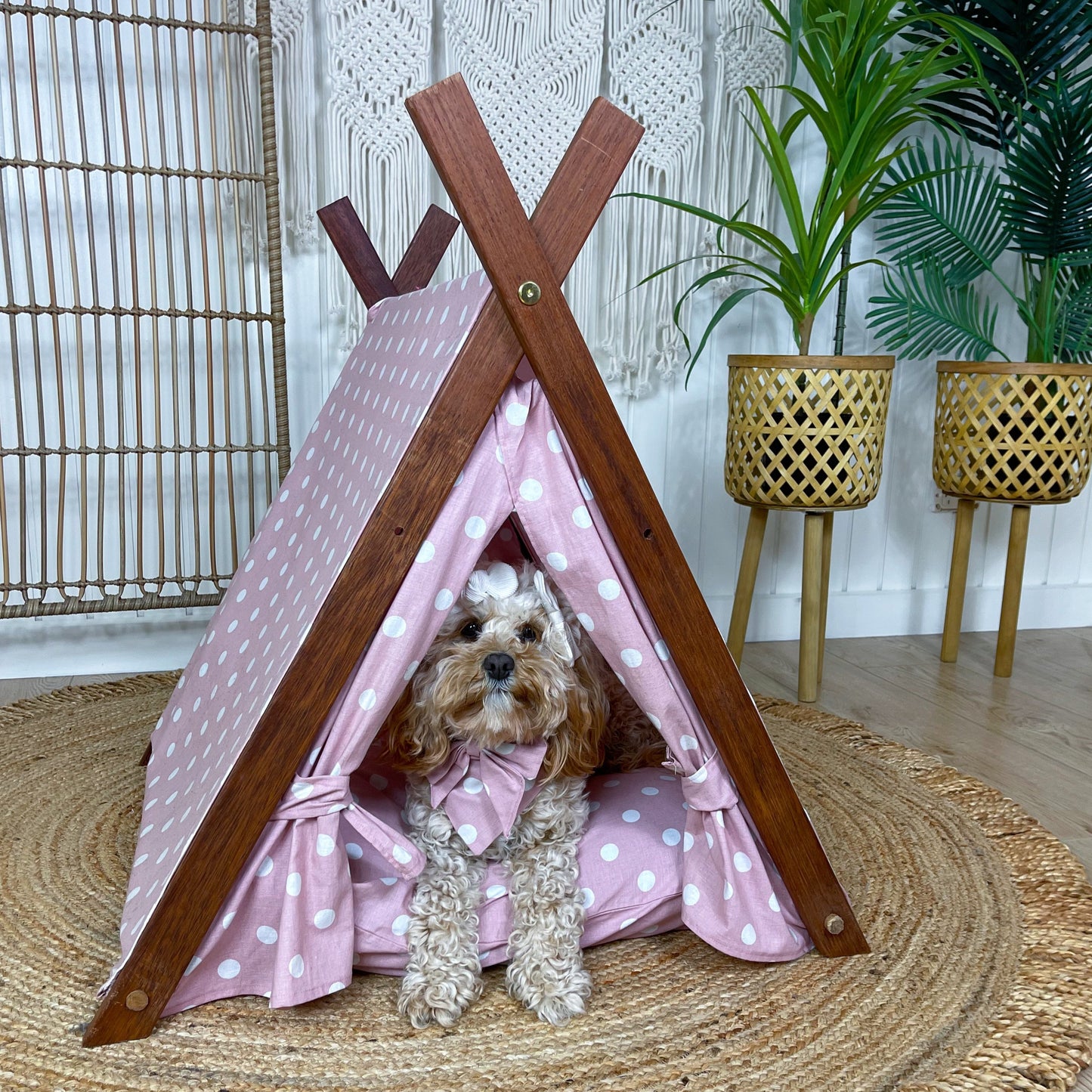 Harlow Pink Polka Puppy Tent