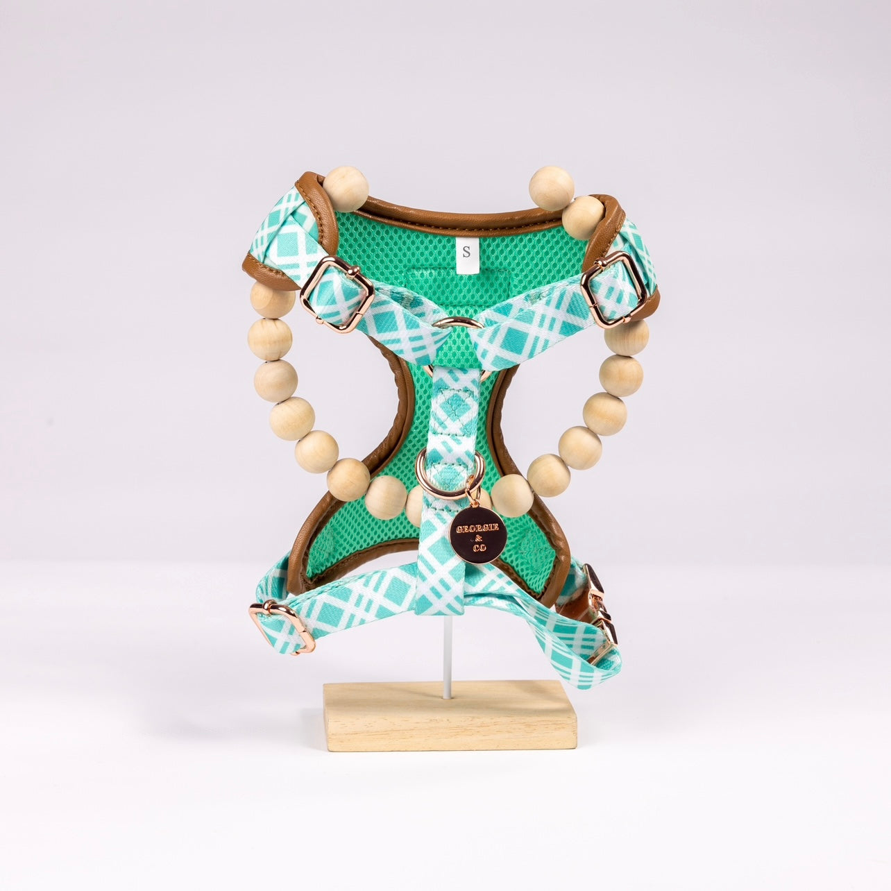 Jesiah Green/Blue Tartan Personalized Harness Set
