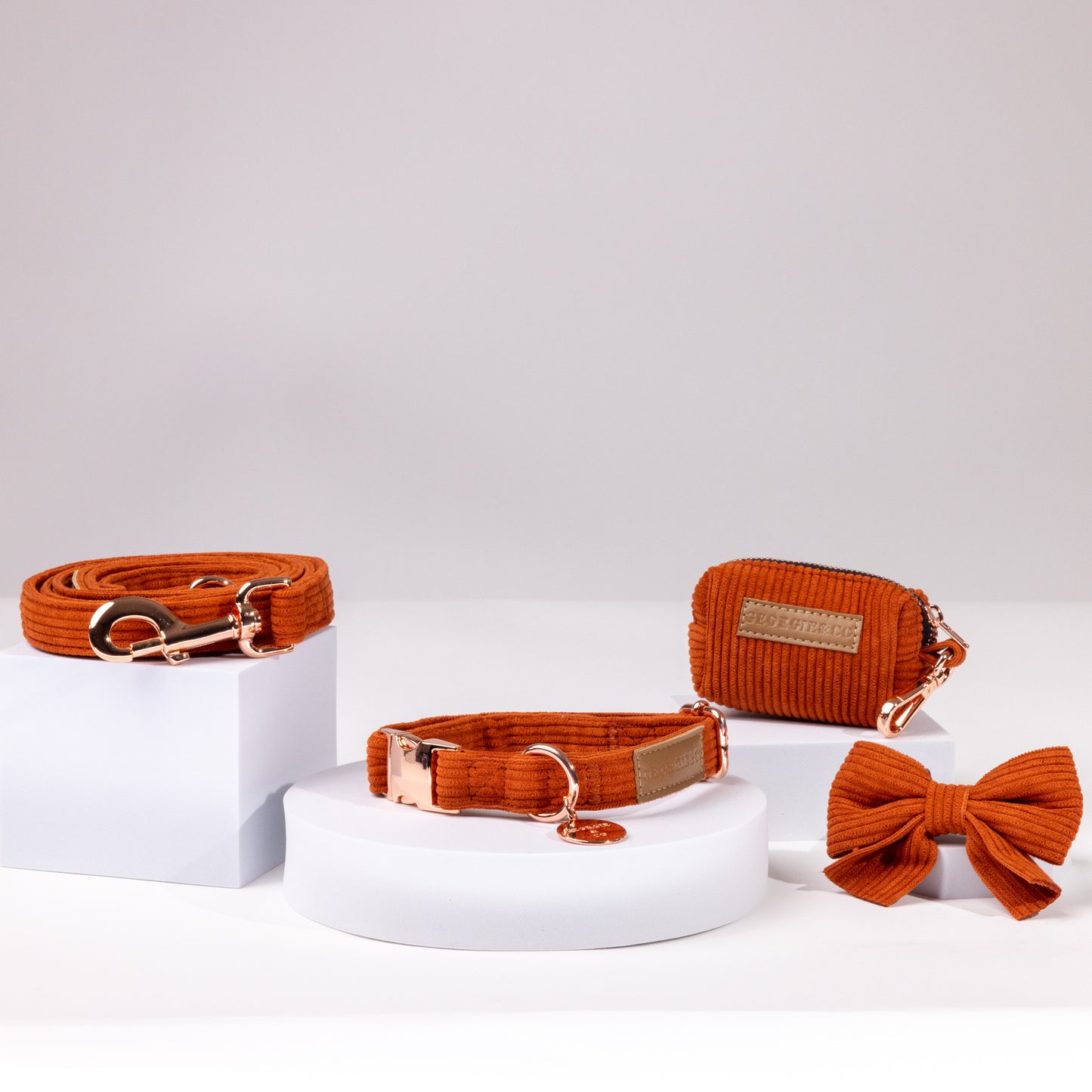 Hadley Luxury Rusty Orange Corduroy Collar Set