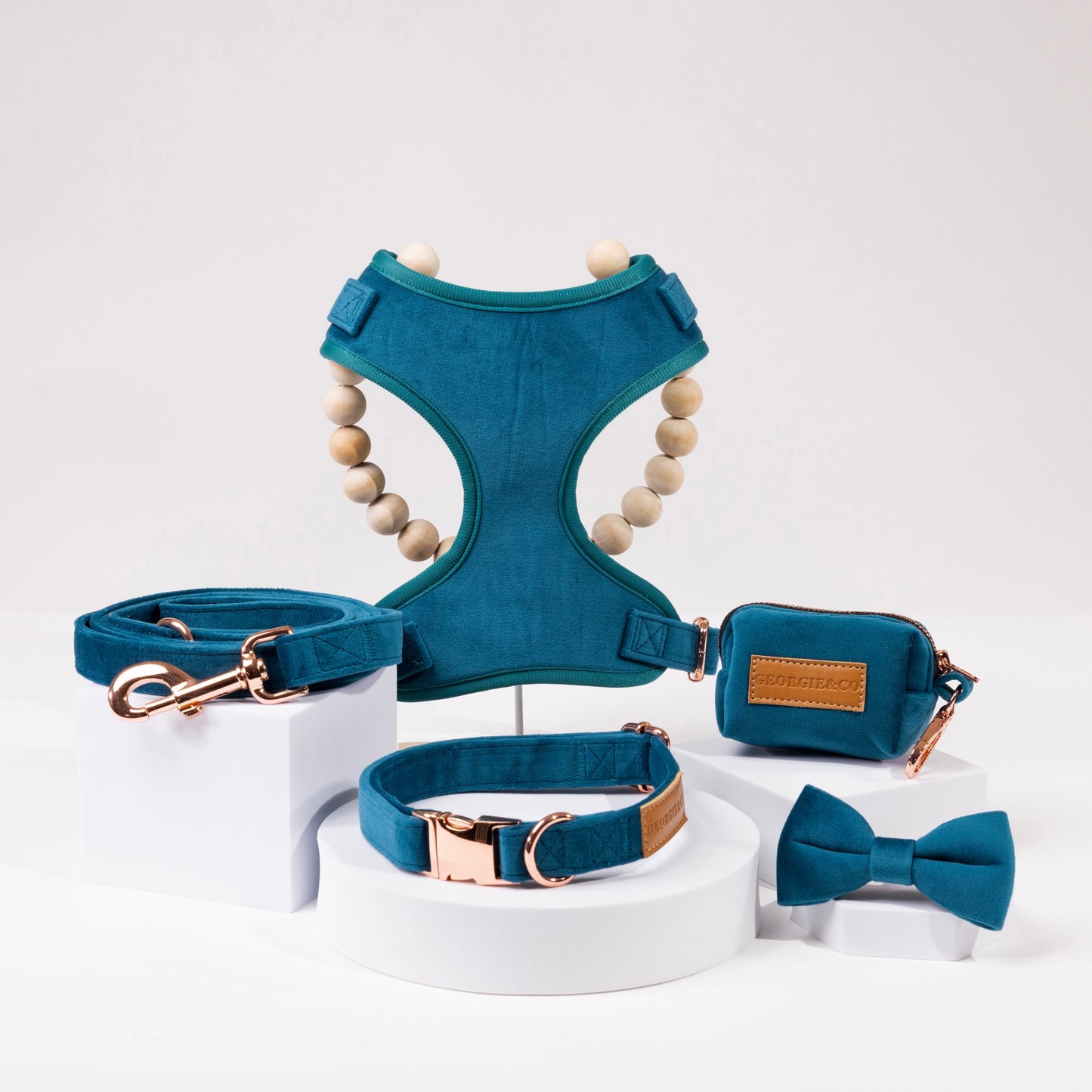 Benz Luxury Blue Velvet Personalised Harness Set