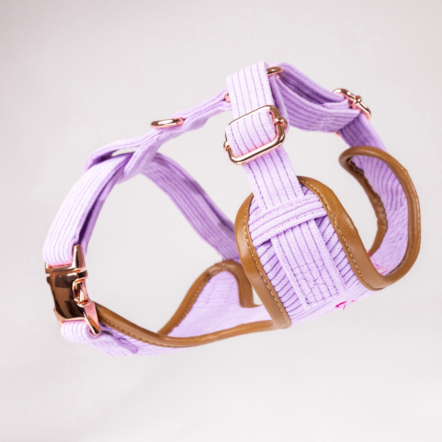 Kelsey Purple Corduroy Luxury Harness with Leather Trim