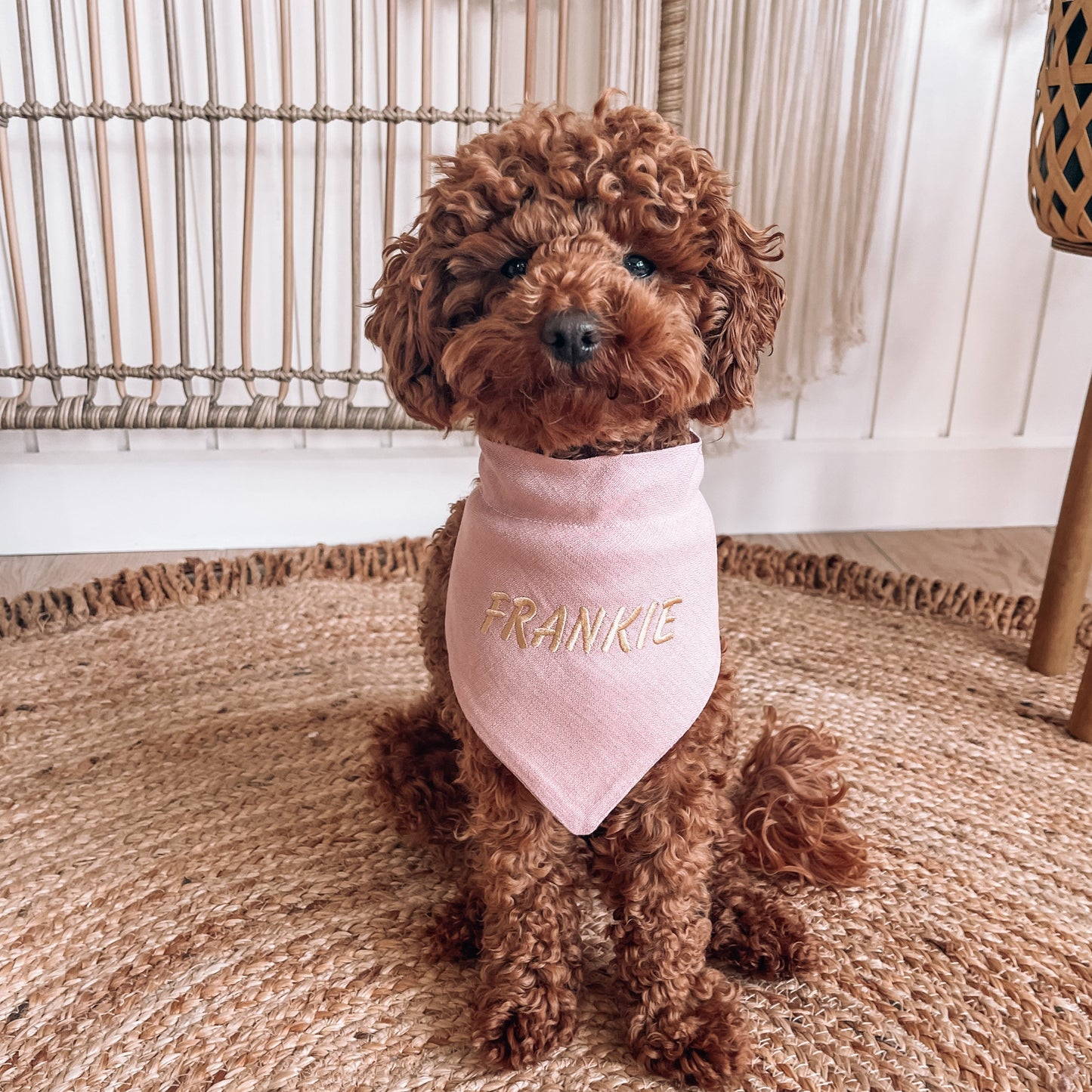 personalised pink dog bandana 