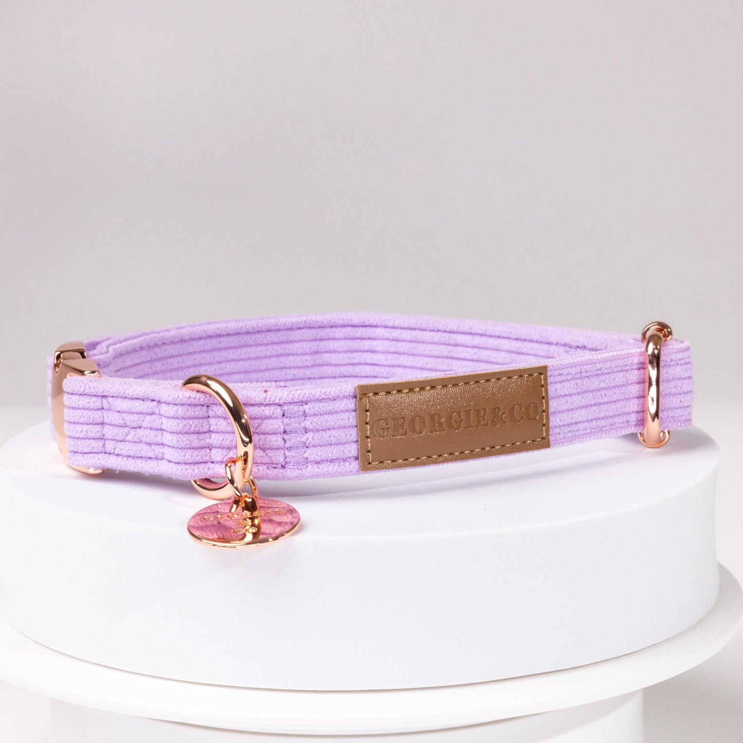 Kelsey Purple Corduroy Personalised Harness Set with Leather Trim
