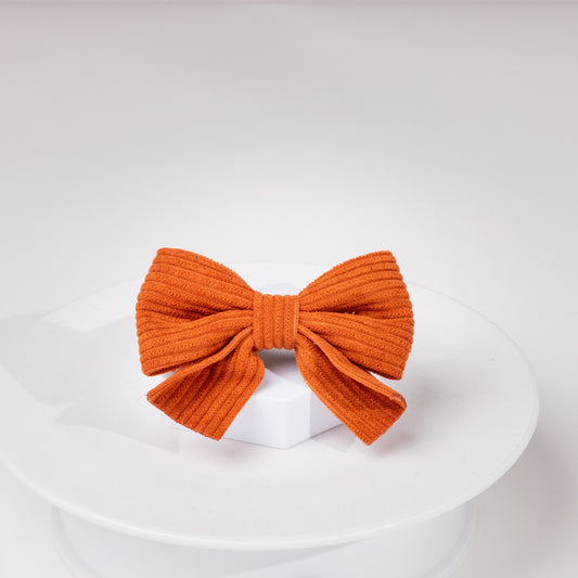 Hadley Luxury Rusty Orange Corduroy Sailor Bow