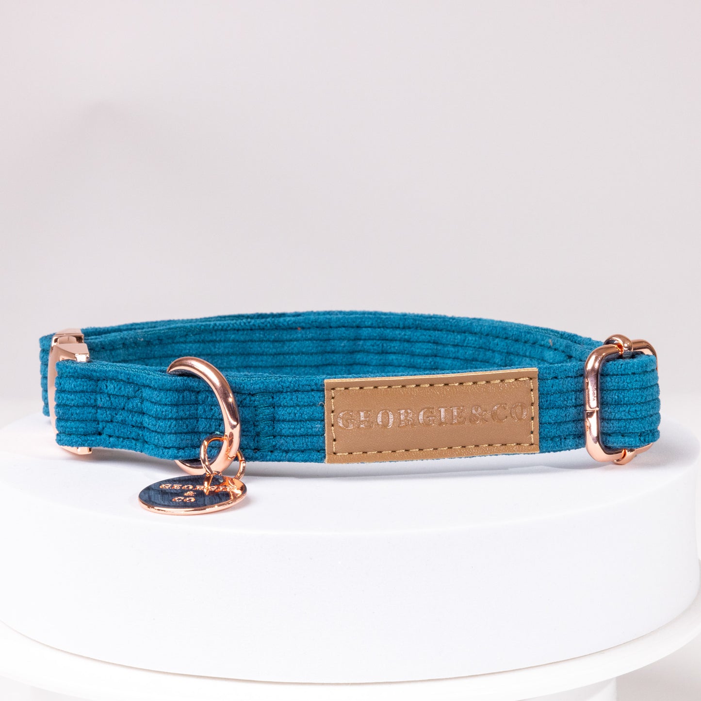 Barkley Luxury Blue Corduroy Personalised Harness Set